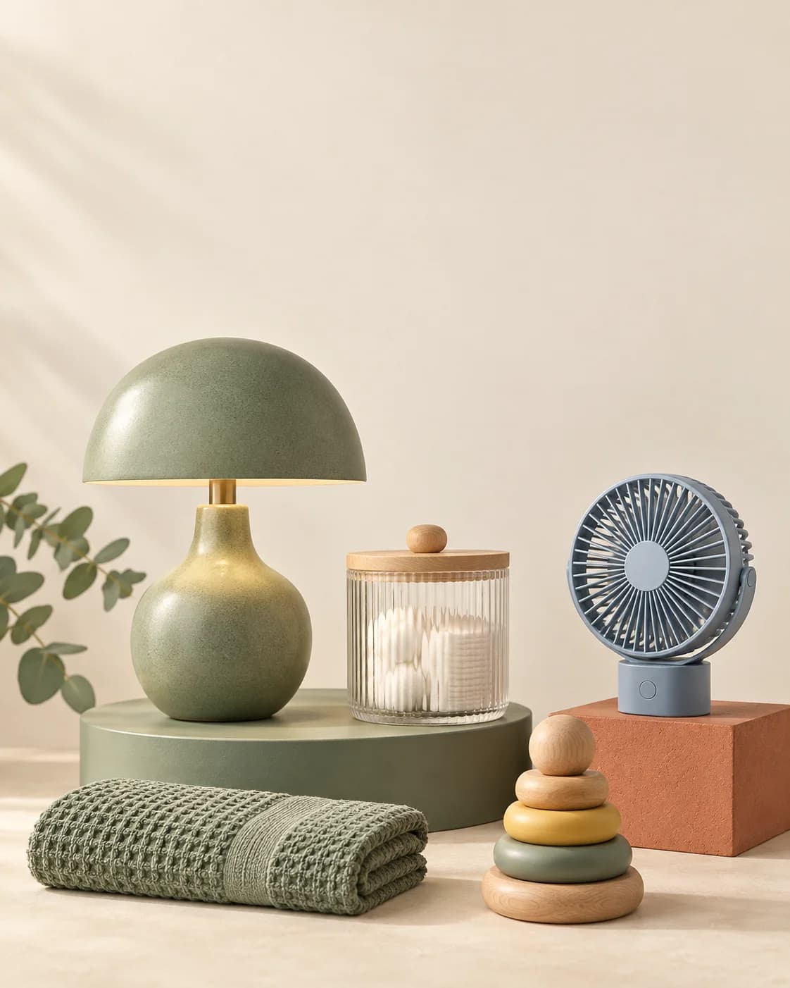 An illustrative collection of unbranded toys, picnic pieces and everyday goods in a Show-inspired studio setting