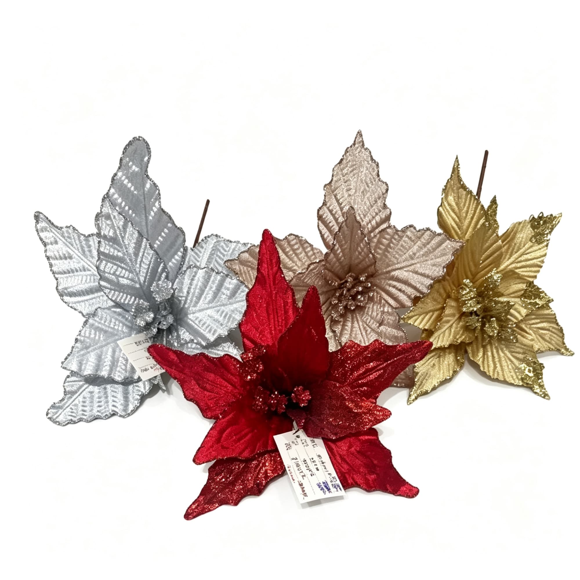 Christmas Thick-Leaf Fabric Flower Head