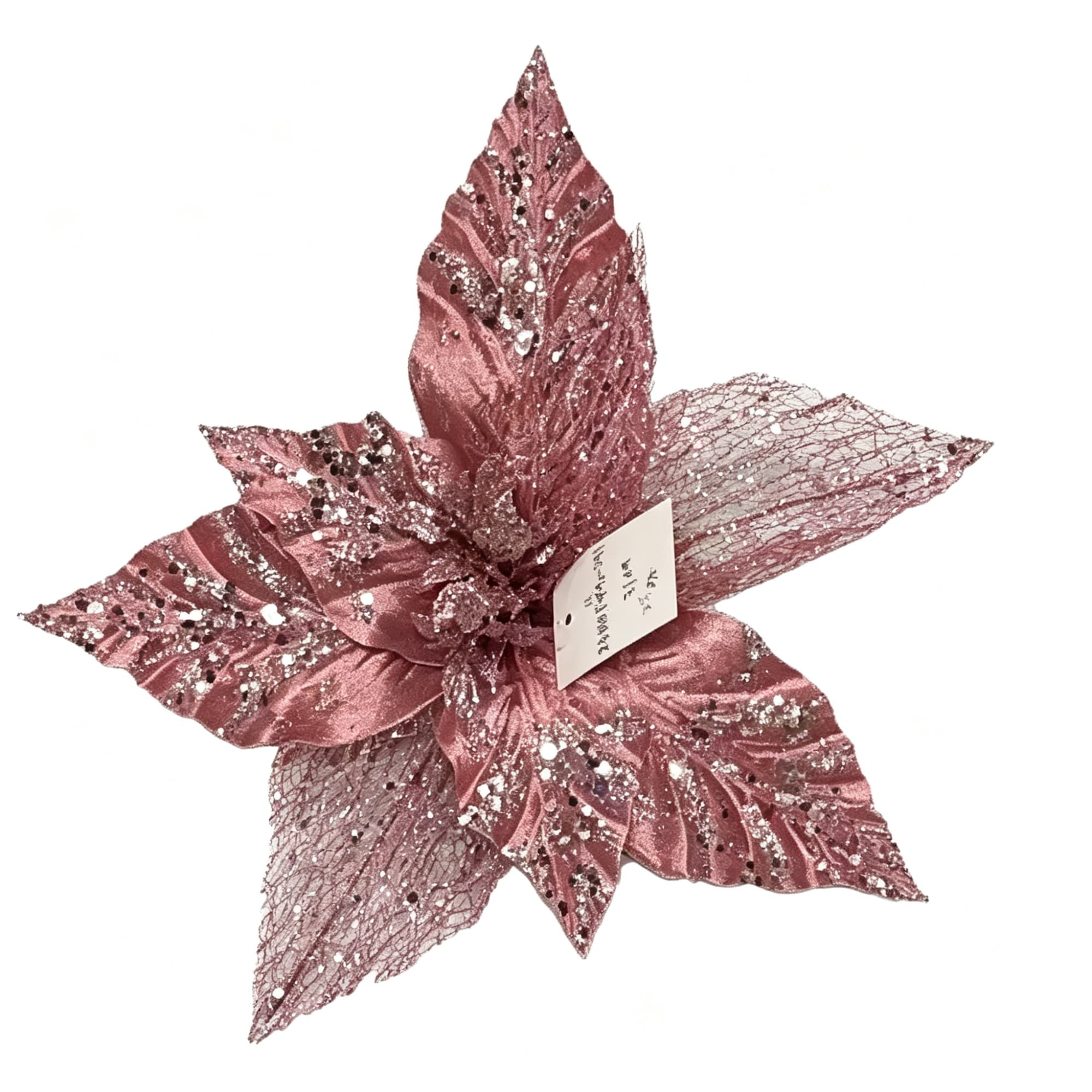 Christmas Sequin Hollow-Out Fabric Poinsettia Flower Pick — image 1