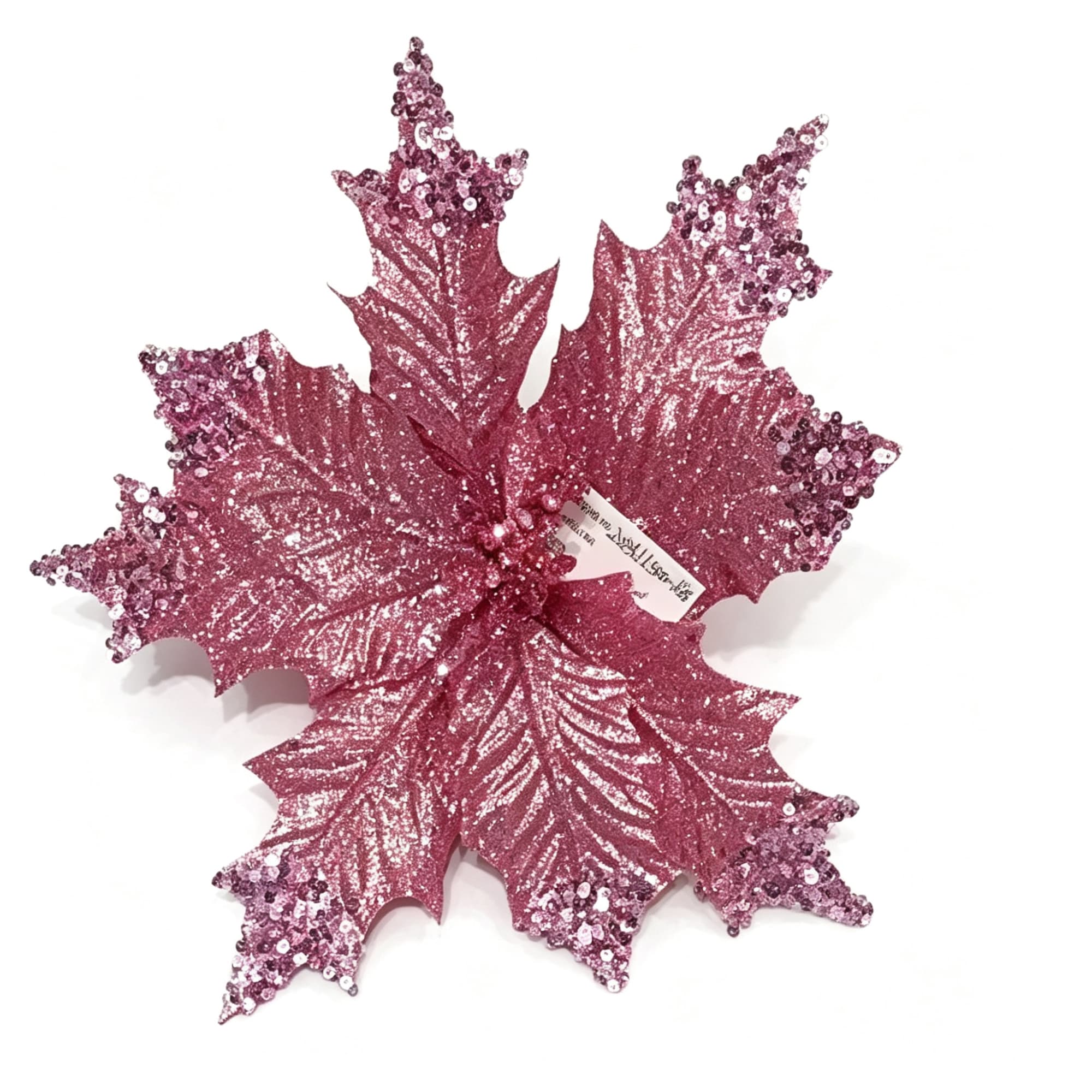 Glitter Sequin Fabric Poinsettia Flower Pick — image 1