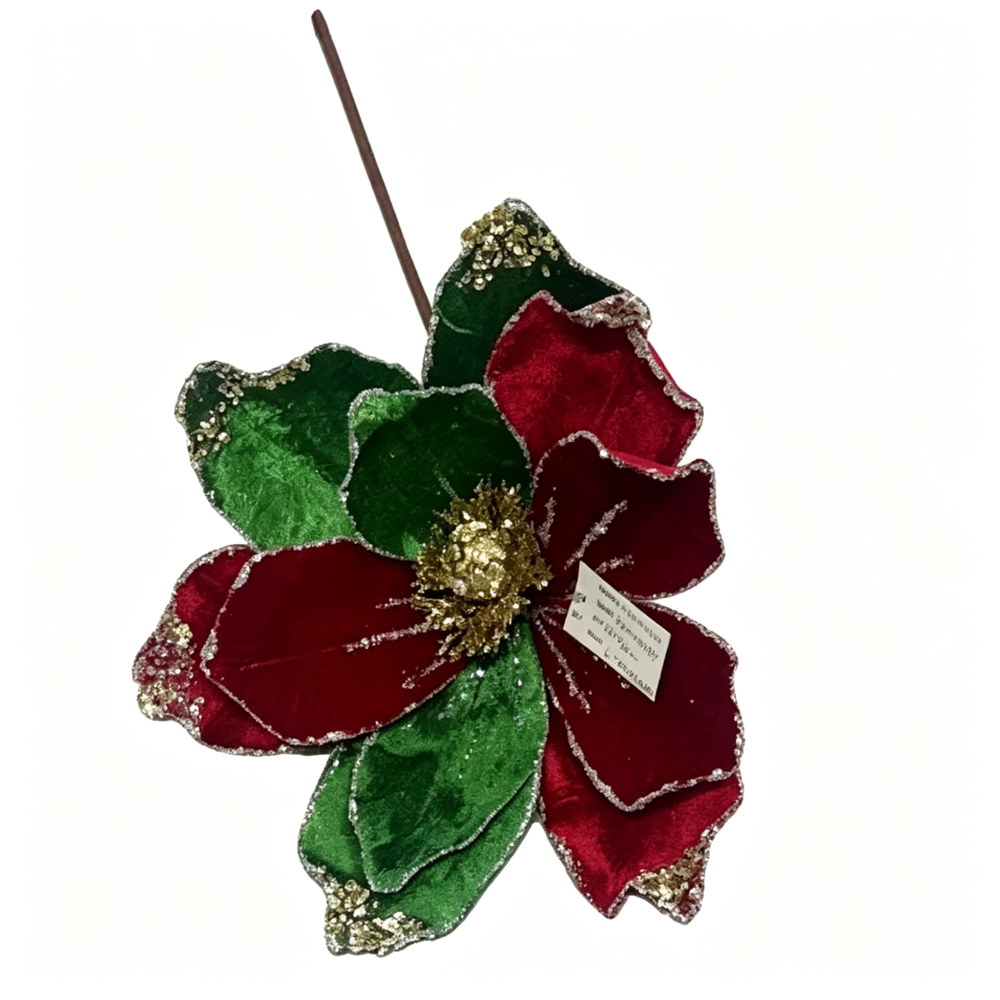 Glitter Fabric Poinsettia Flower Pick