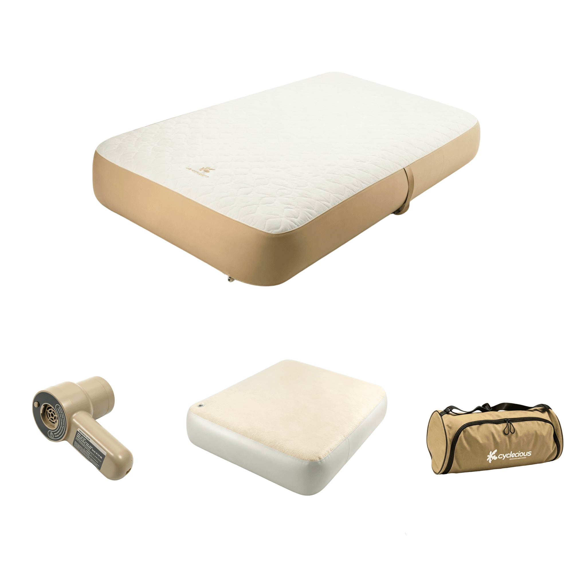 Double PVC Inflatable Air Bed, Shell Flocked Surface