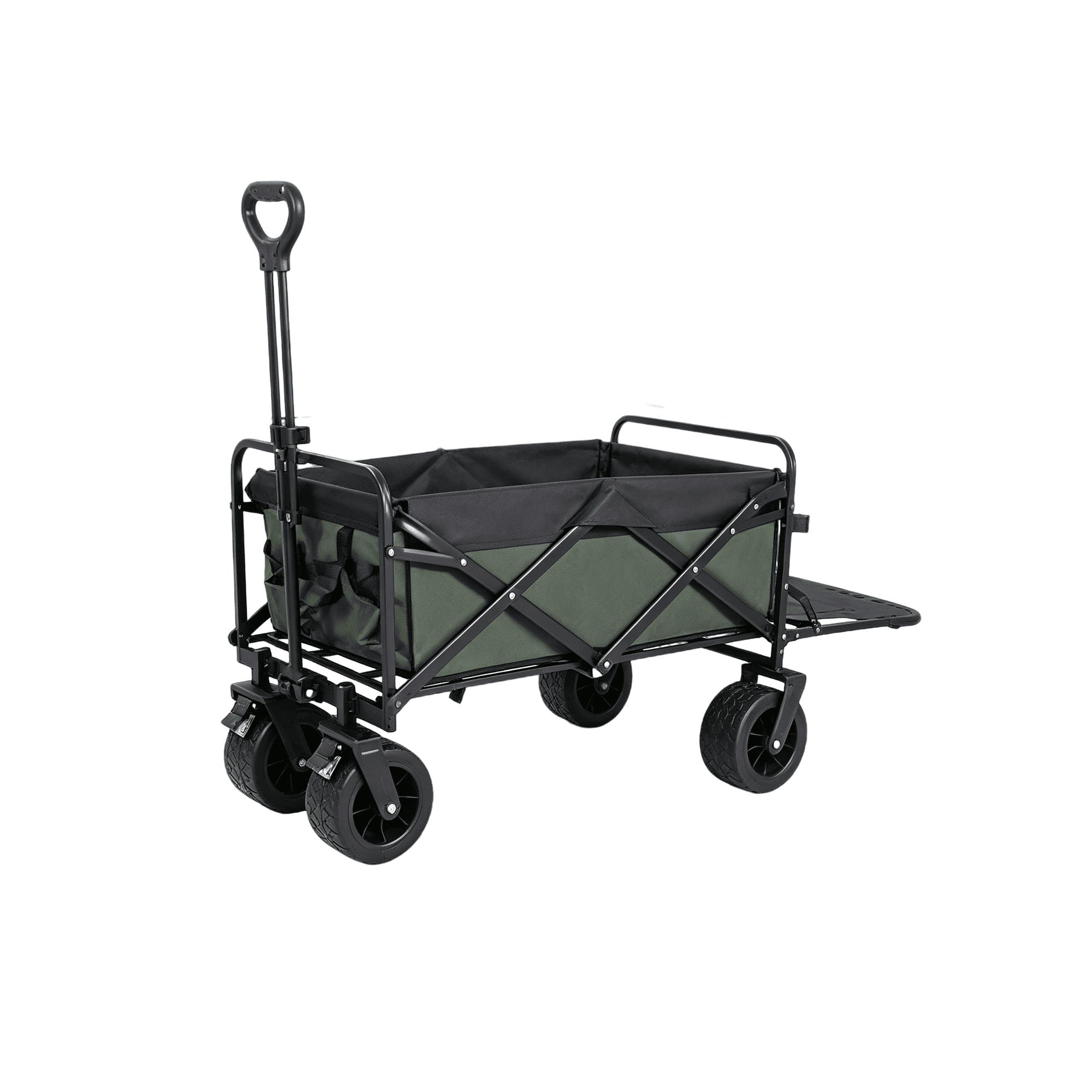 8-Inch Tank-Wheel Camping Wagon with Rear Flip-Open Cover Black-Green JBW-A-K05-2