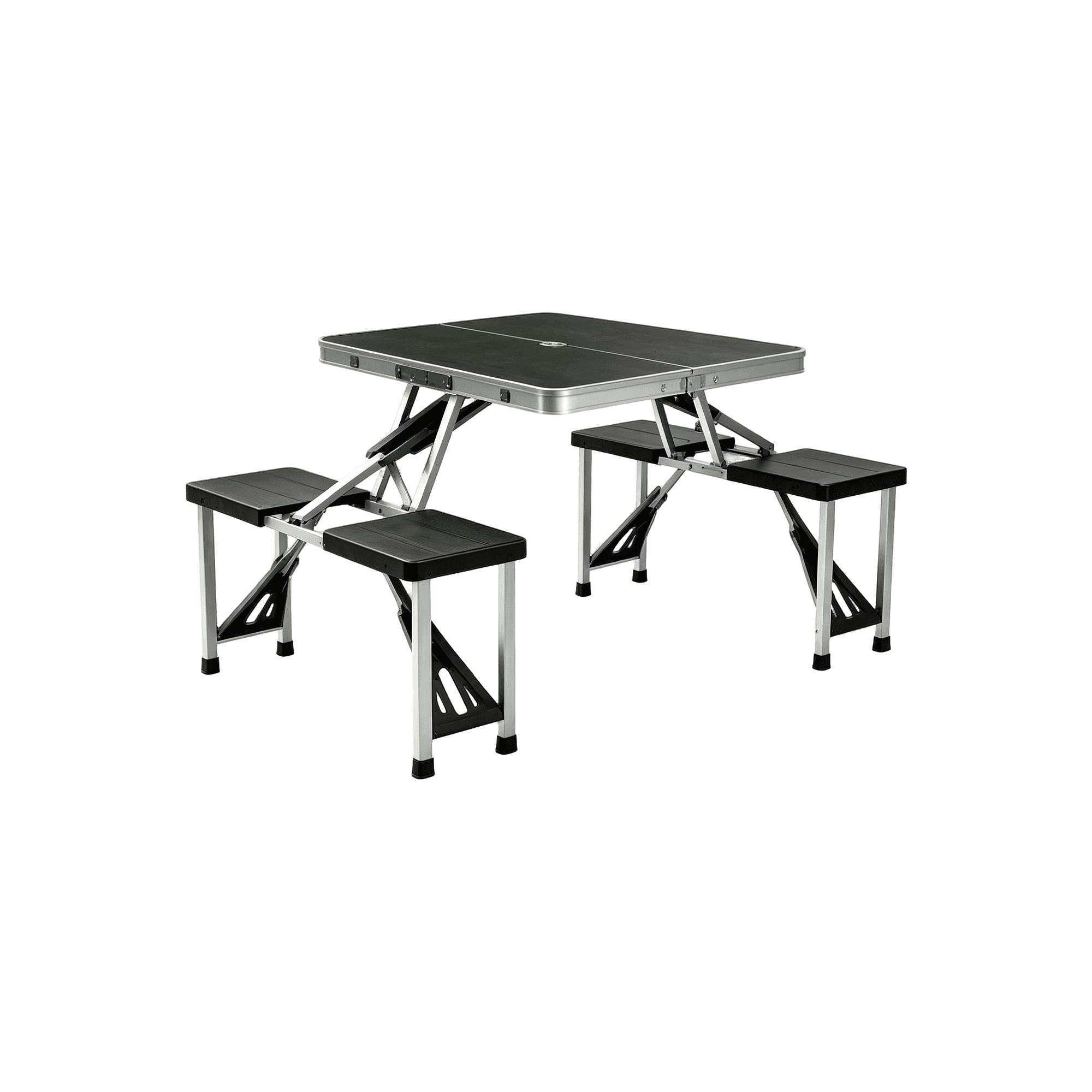 Aluminum 4-Person Table-Chair Set Black
