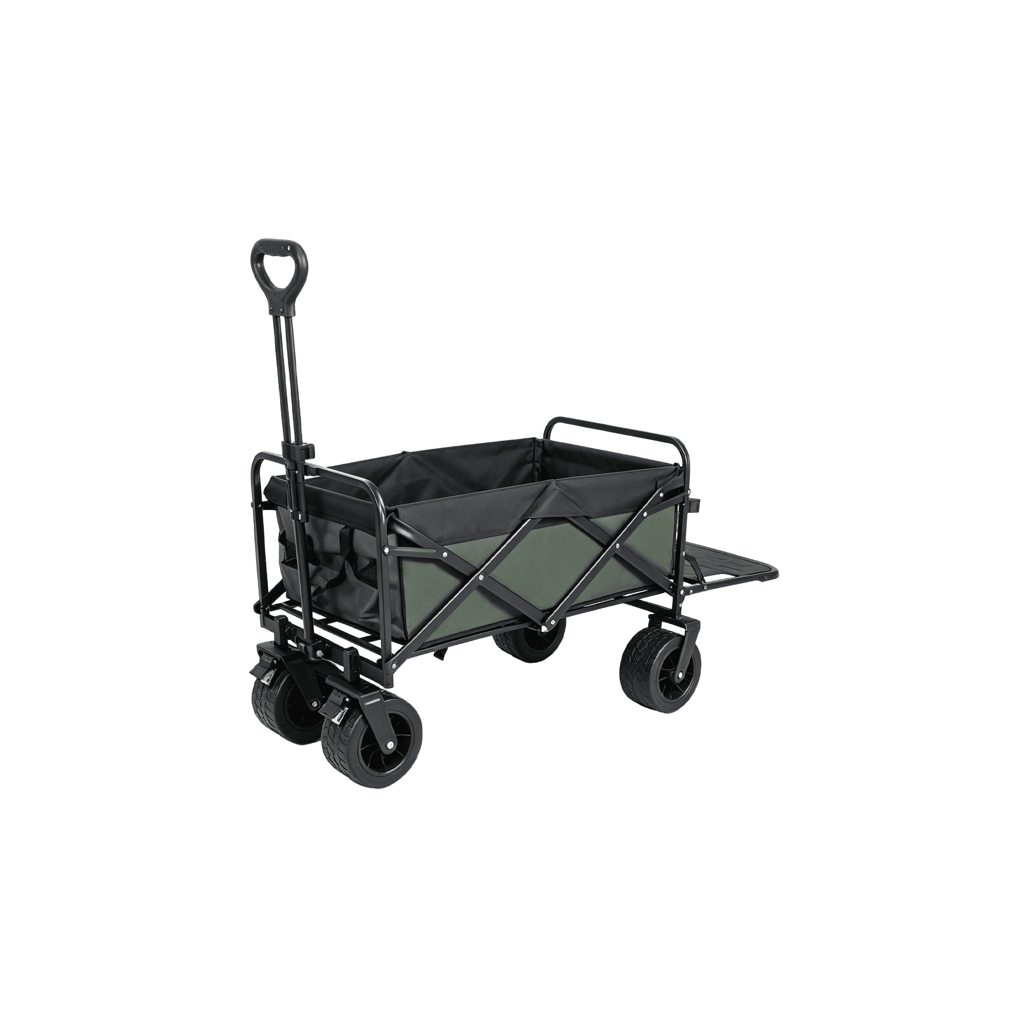8-Inch Tank-Wheel Camping Wagon with Rear Flip-Open Cover Black JBW-A-K05-1
