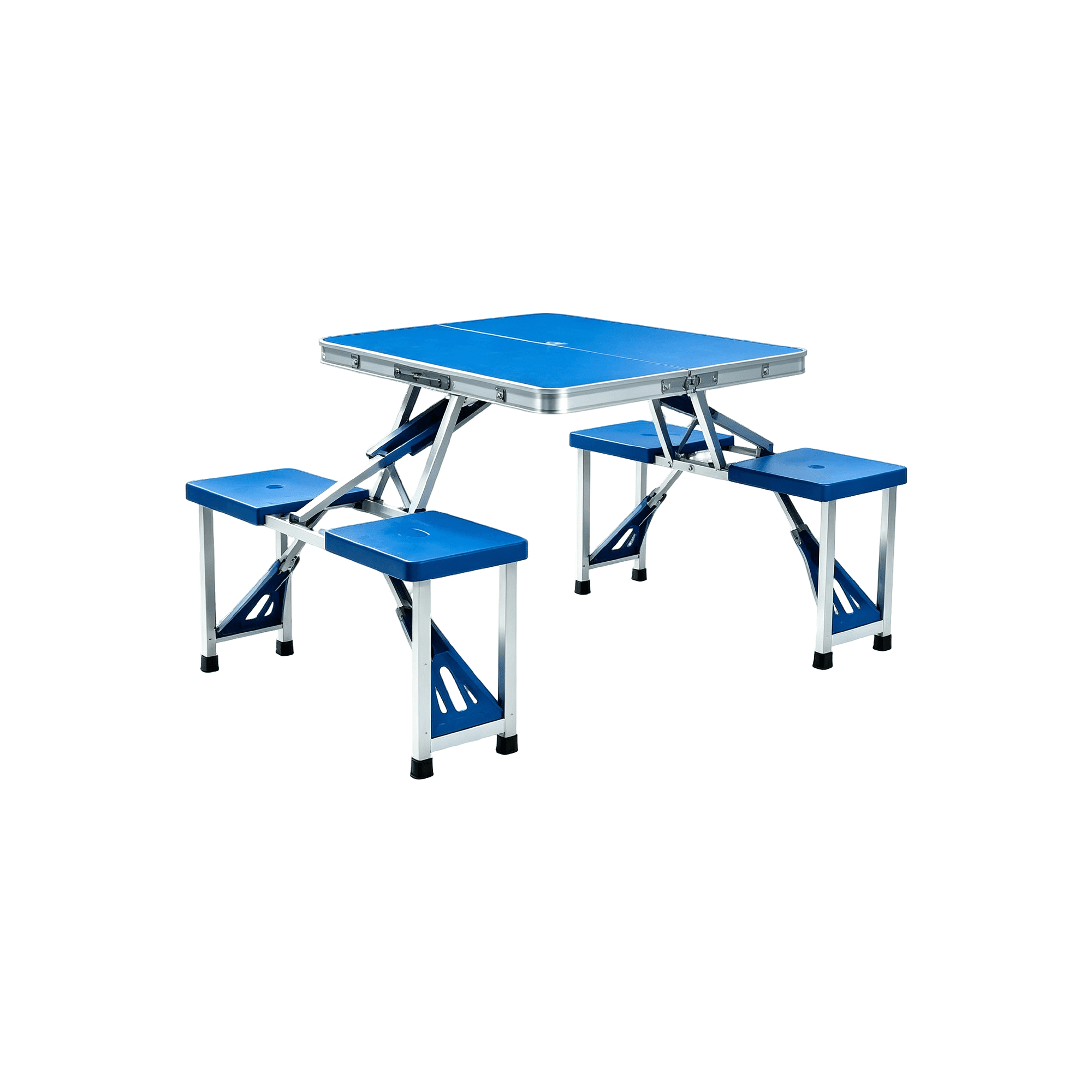 Aluminum 4-Person Table-Chair Set Blue