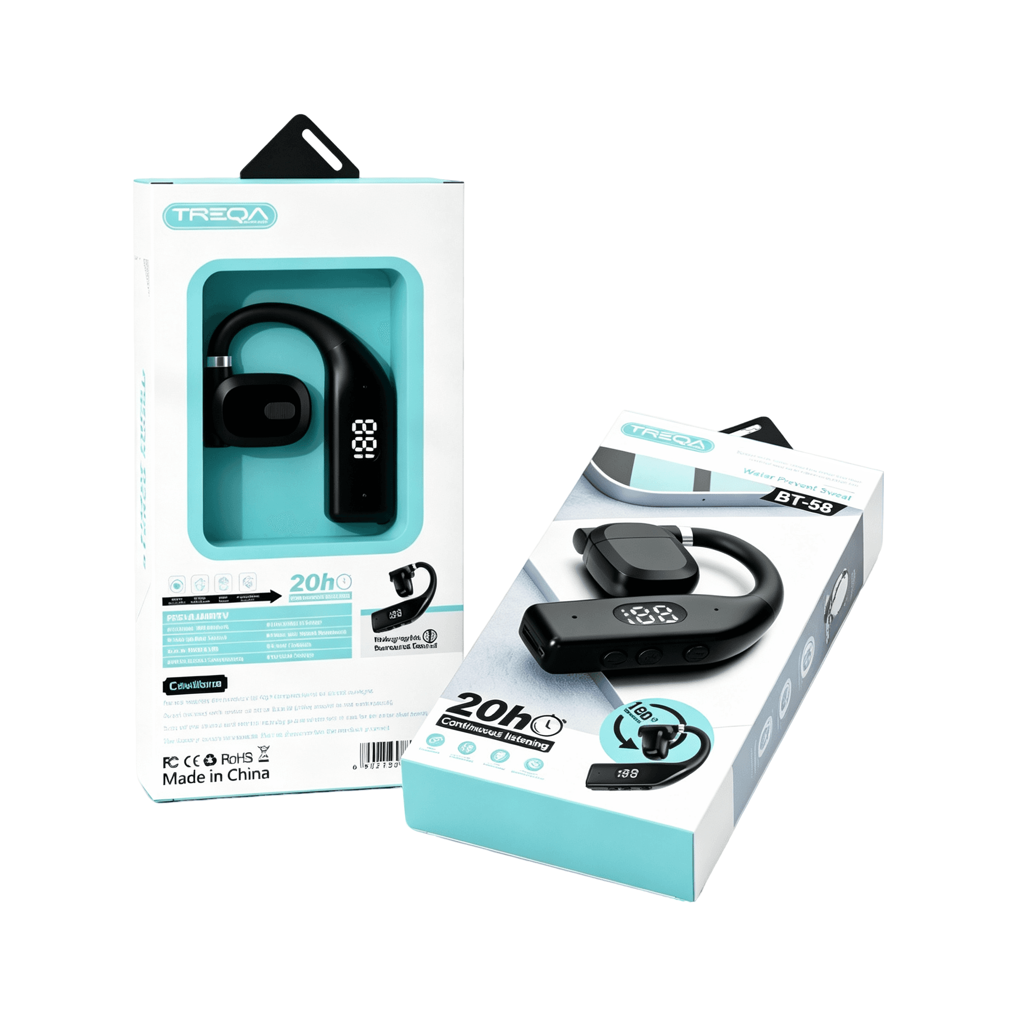 Single Ear Bone Conduction Bluetooth Headphones 1BT-58