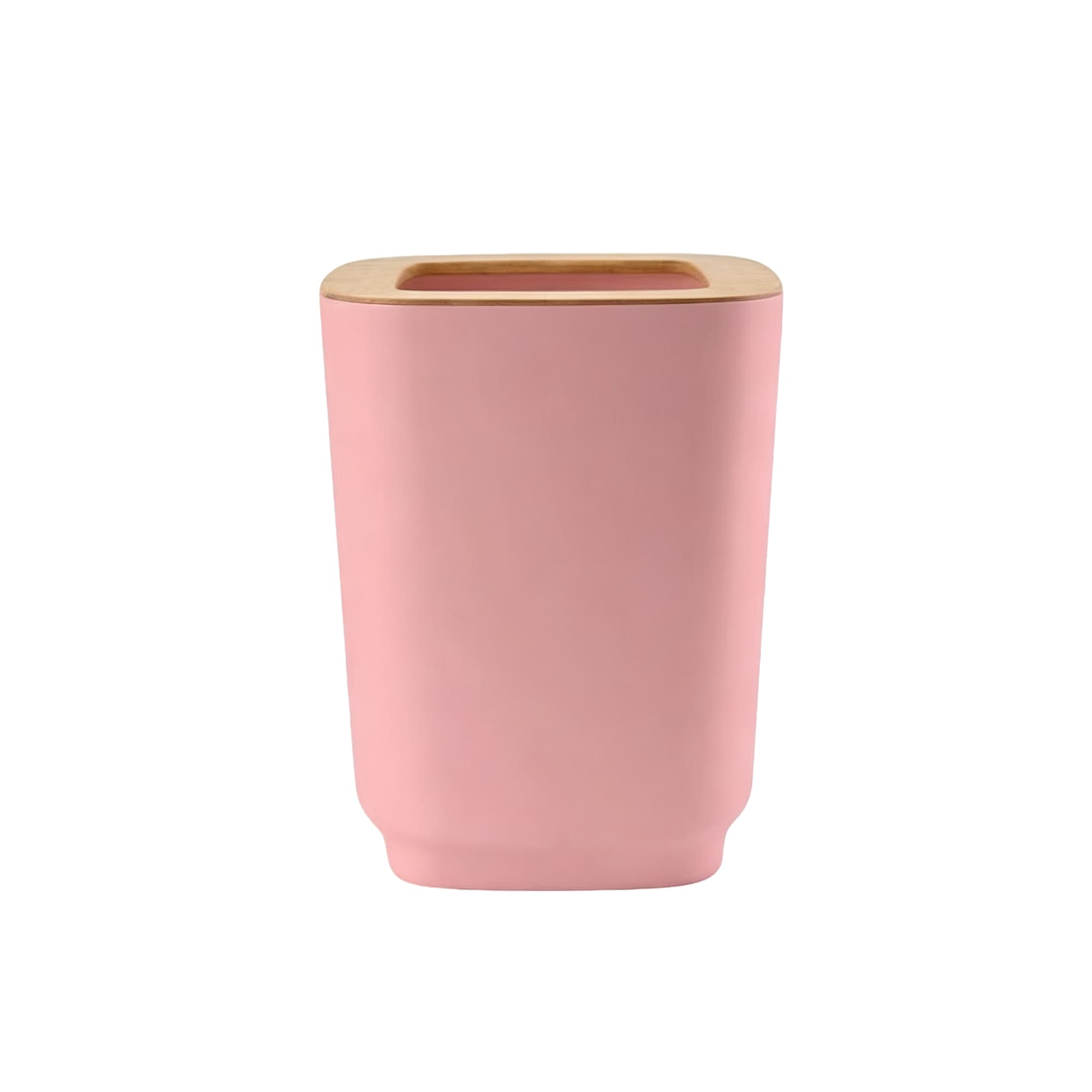 Square Trash Can with Bamboo Lid 7002-Light Pink, Item No.612473