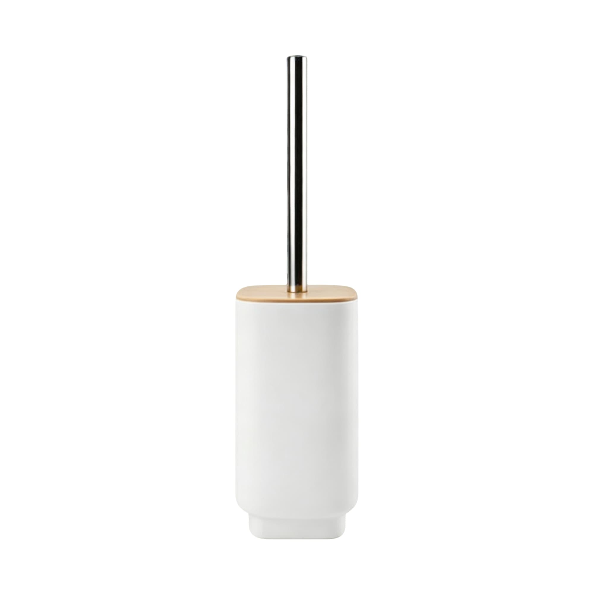 Square Toilet Brush with Bamboo Lid 7002-White, Item No.610167