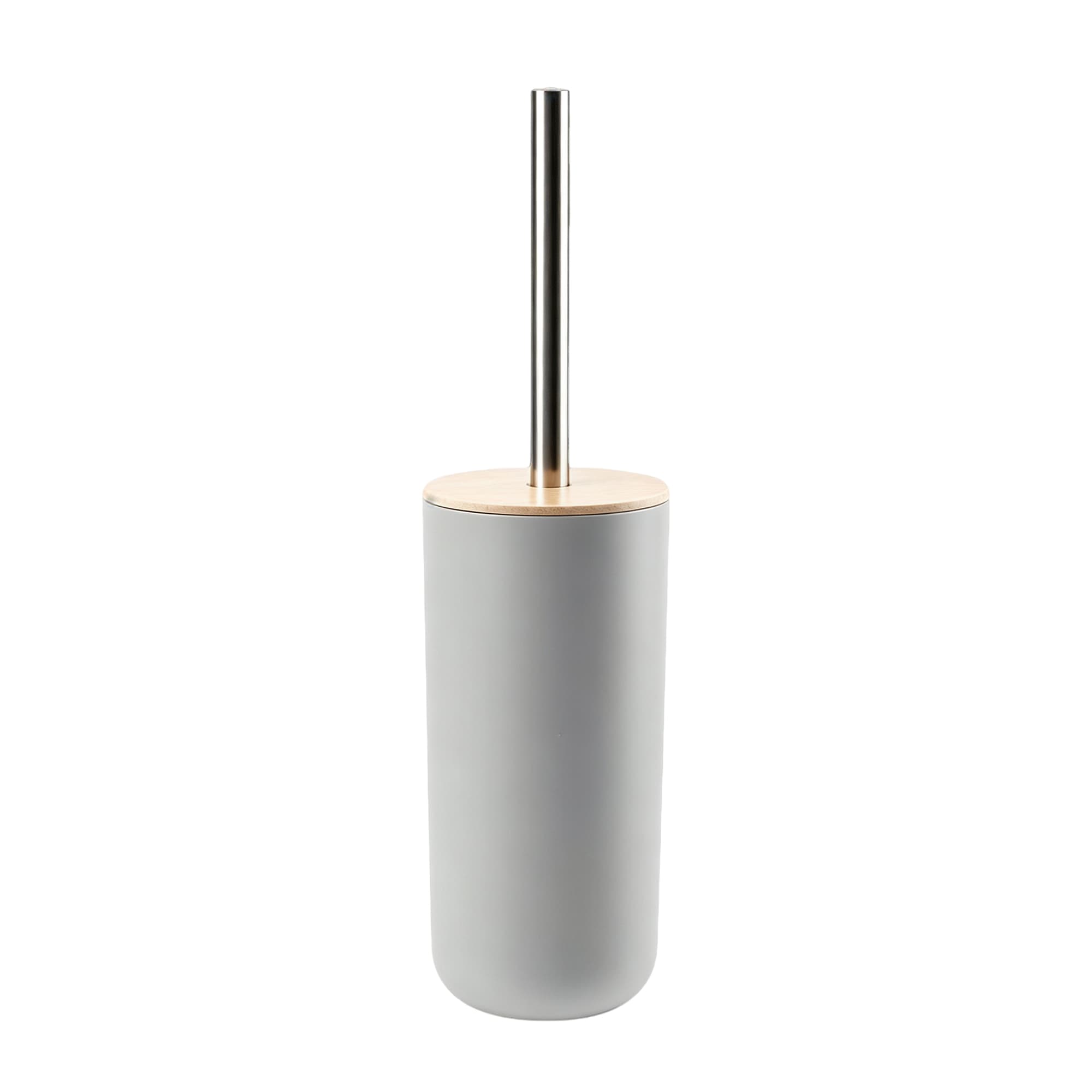 Round Toilet Brush with Bamboo Lid 8033-Grey, Item No.600810