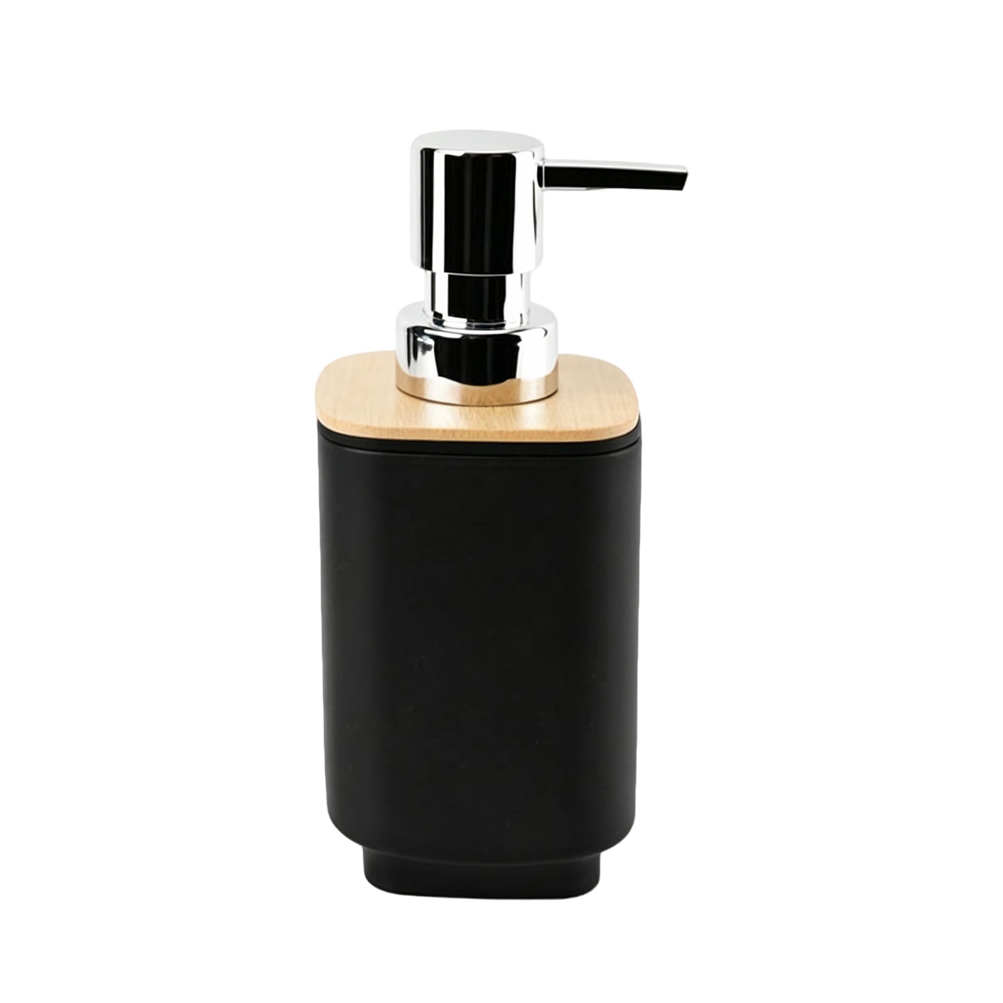 Square Soap Dispenser with Bamboo Lid 7002-Black, Item No.610362