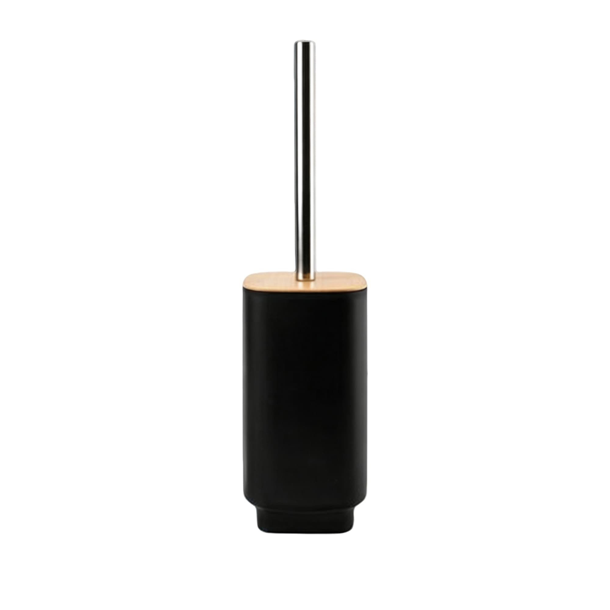 Square Toilet Brush with Bamboo Lid 7002-Black, Item No.610366