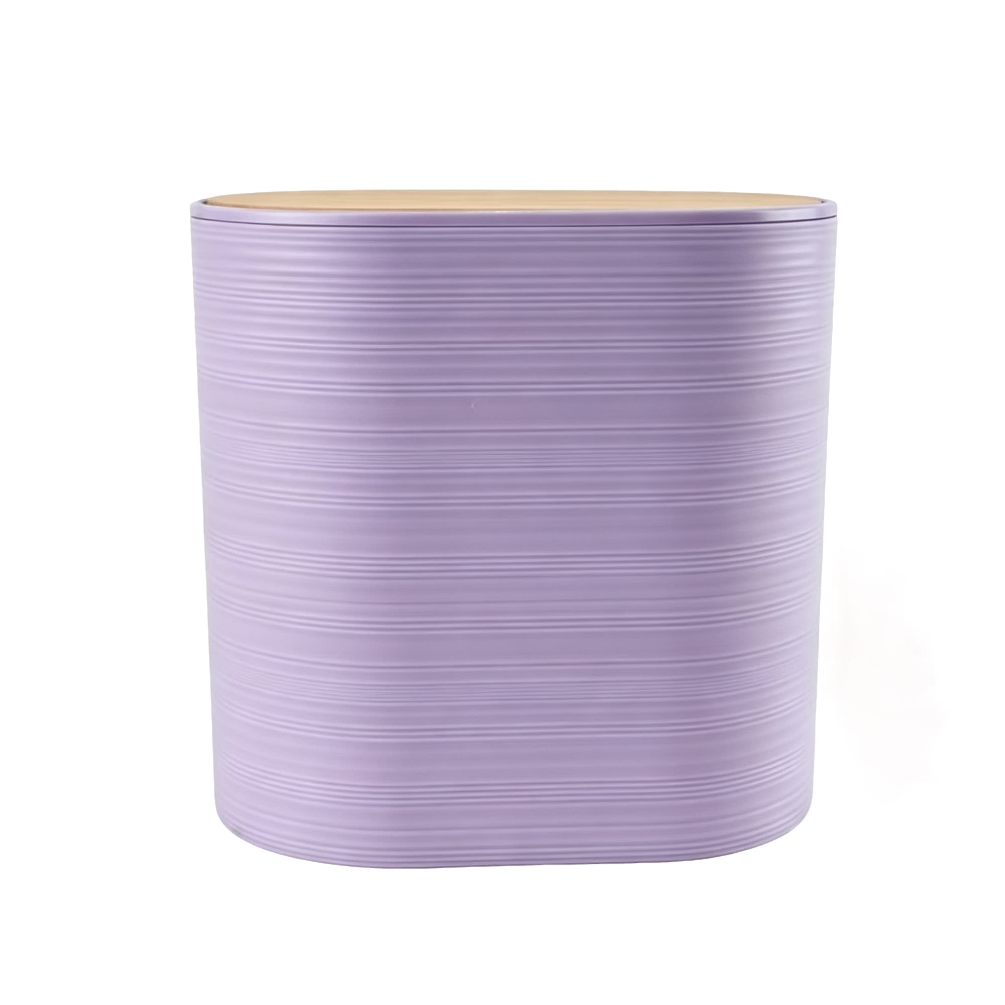 Horizontal-Ribbed Trash Can with Bamboo Lid 5003-Light Purple, Item No.612197