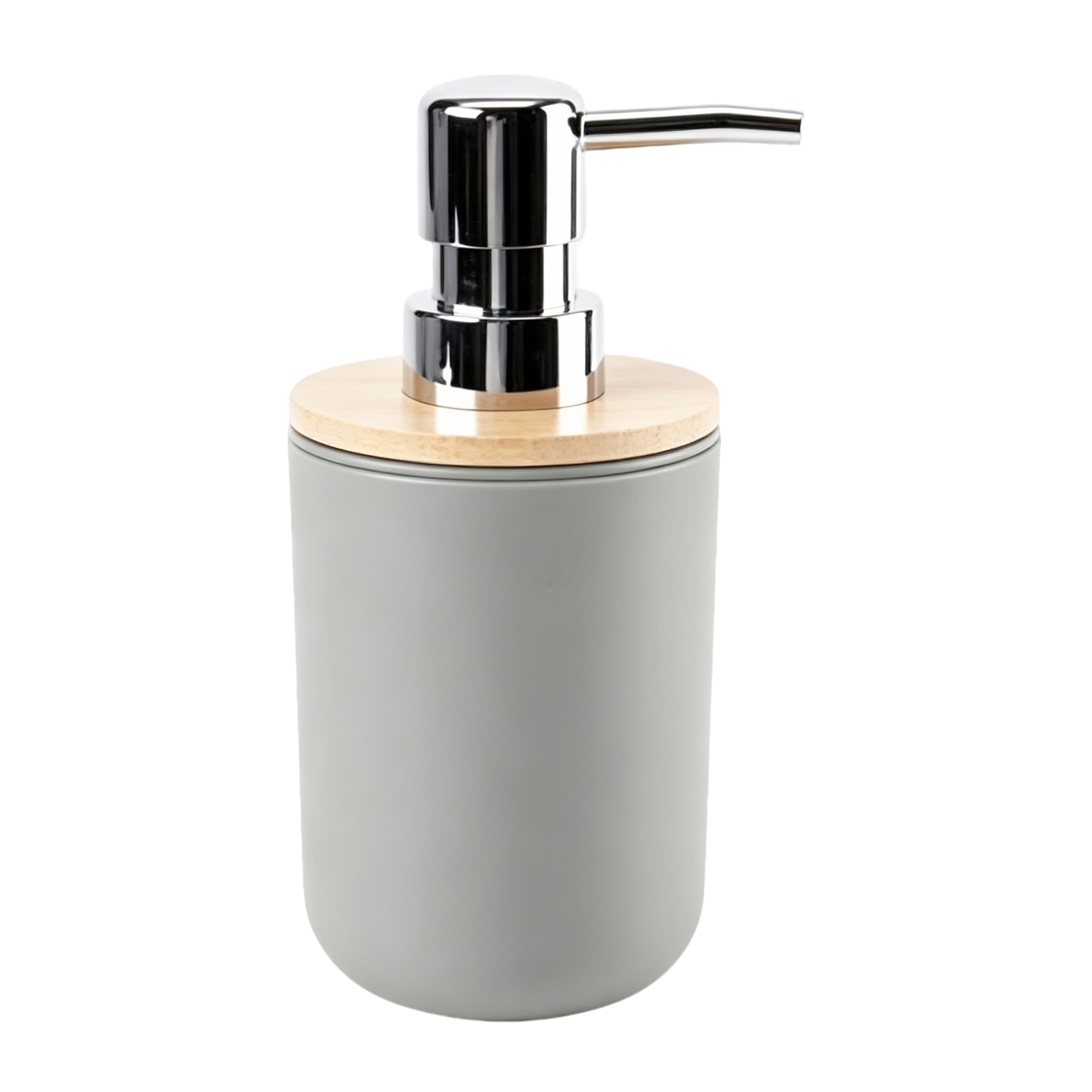 Round Soap Dispenser with Bamboo Lid 8033-Grey, Item No.600805