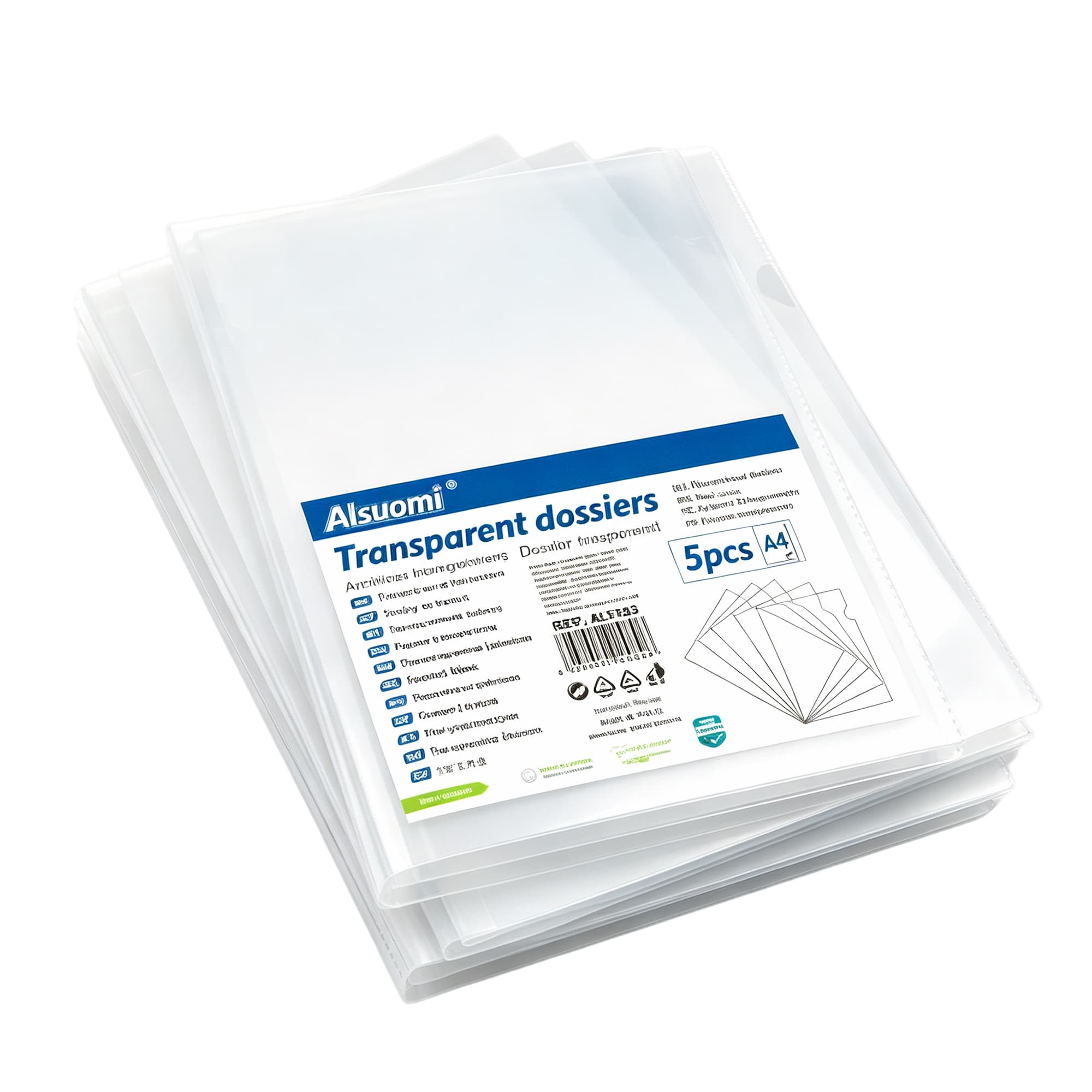 A4 L-Shape Folders, 5pcs