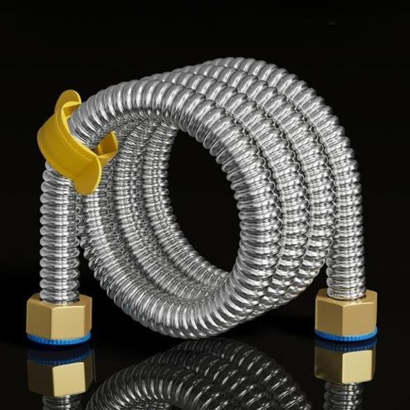 Stainless Steel Corrugated Hose 4-Point Metal Flexible Pipe for Gas Water Heater, Toilet Inlet, Cold and Hot High Pressure Connection