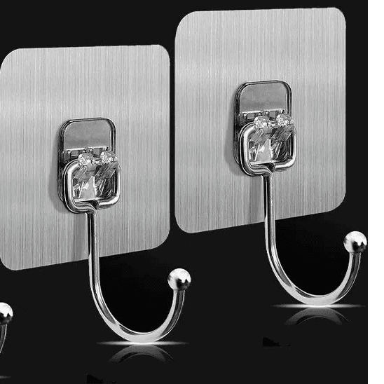Adhesive Heavy-Duty Wall Hooks, No-Drill Coat Hooks, Seamless Hooks for Kitchen and Bathroom, with Sticky Pads