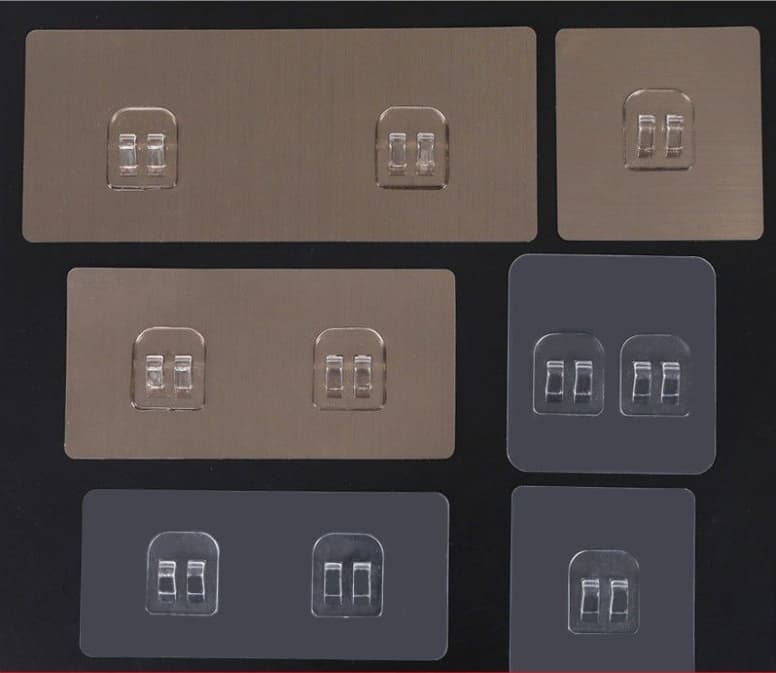 No-drill adhesive hooks with strong glue, buckle clip, for kitchen, bathroom, dorm, wall-mounted storage rack patch