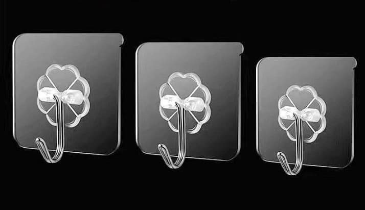 Transparent Adhesive Hooks with Strong Grip, Waterproof, Oil-Proof, for Bathroom and Kitchen Walls