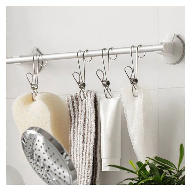 Stainless Steel Hook Clips for Kitchen Towel, Bathroom Hook Storage Rack, Towel Clip, Windproof Clothes Hanger