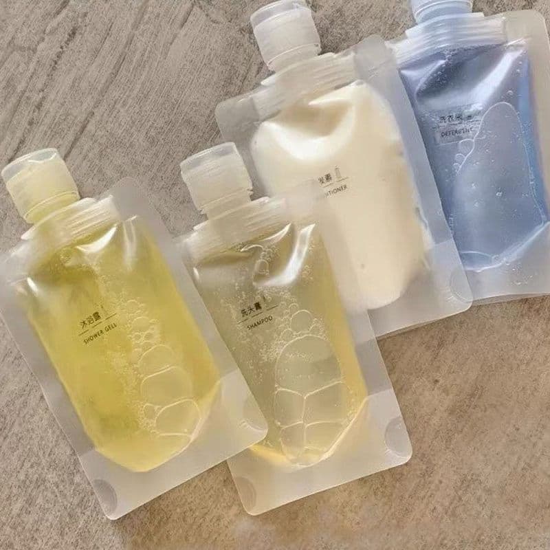 Lotion refill pouch for skincare, cosmetics, shampoo, shower gel, portable travel storage bag, disposable sample sachet