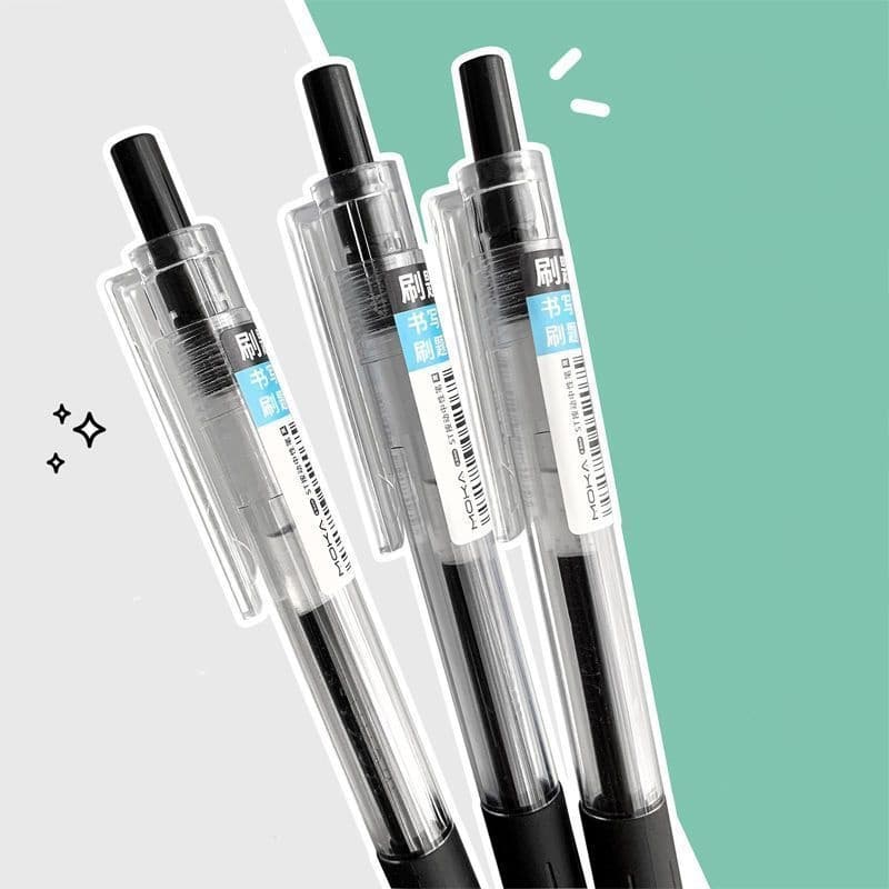 ST Head Retractable Pen 0.5mm Quick-Dry Smooth Black Ink with Soft Silicone Grip