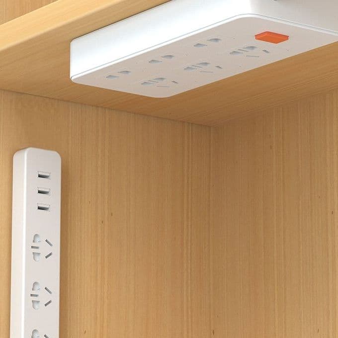 No-Drill Powerboard Holder with Wall-Mounted Plug and Cable Organiser