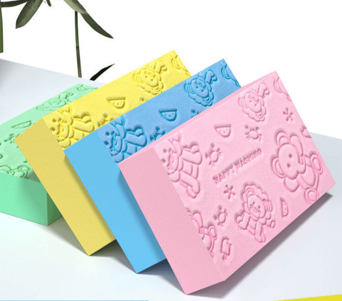 Kids' and adults' bath scrubber sponge – powerful exfoliating body washcloth, pain-free