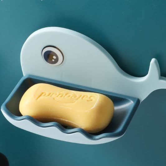 Soap Dish Holder, Wall-Mounted, No-Drill, Creative Cartoon Double-Layer Water Drainage Rack for Bathroom