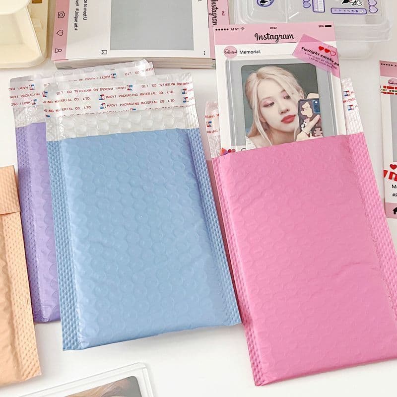 Extra-Thick Macaron-Coloured Bubble Mailer Bags for Small Card Packaging, Shockproof and Drop-Proof
