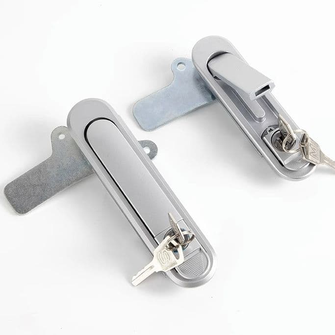 Distribution Box Lock, Flat Handle, Spring-Loaded, for Metal Enclosures
