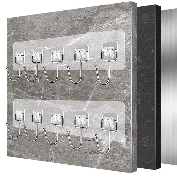 Adhesive Wall Hooks – Drill-Free, Strong Grip, Seamless, Multi-Hook Strip for Home Use