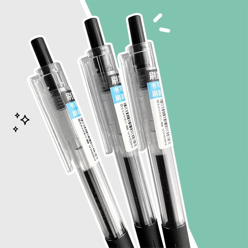 Black retractable gel pen with ST nib, high appearance, for student notes and exams, carbon black