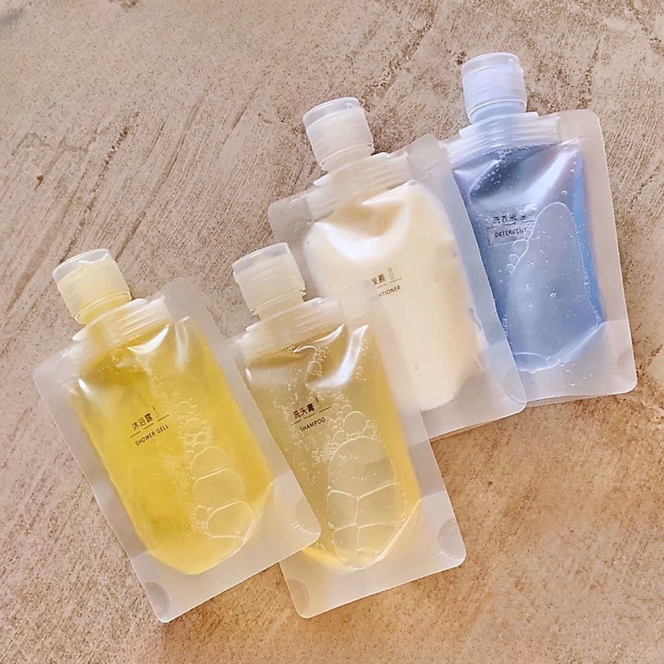 Travel Bottle Set with Split Bags for Toiletries, Portable Lotion Dispenser Bags