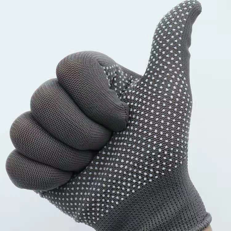 Nylon dotted anti-slip work gloves, coated, thin, wear-resistant, for driving and handling, unisex