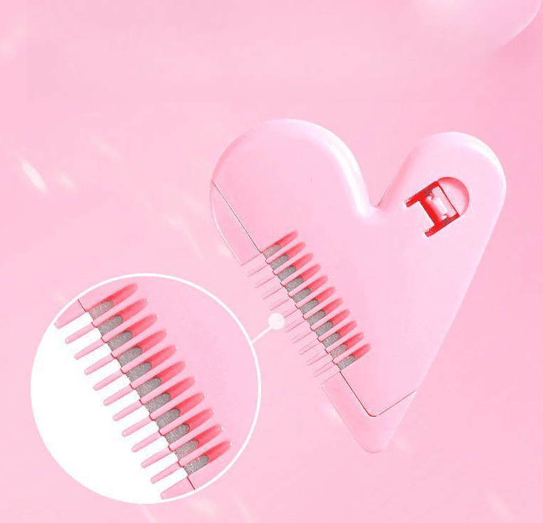 Heart-shaped thinning comb for home haircuts, fringe trimming scissors for girls and children