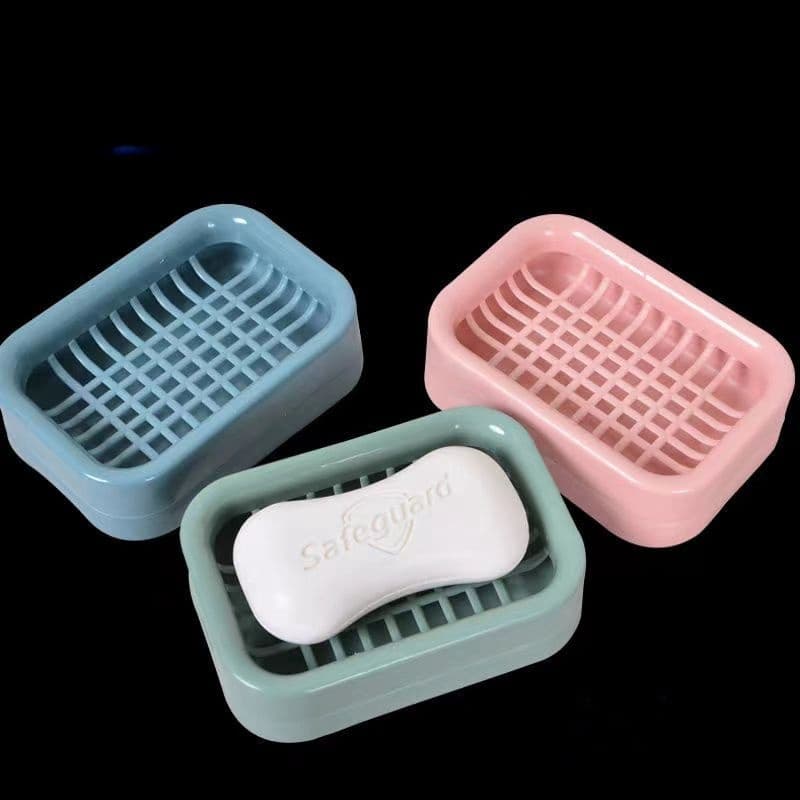 Soap Dish with Double-Layer Drainage Grid, Large Tabletop Storage Rack, Bathroom No-Drill, Dormitory
