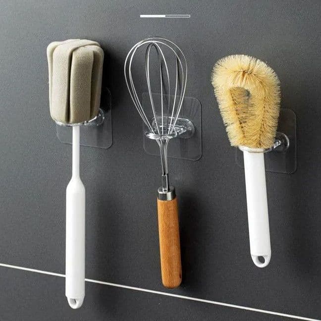 Adhesive Multi-Purpose Hooks with Ring for Curtain Rods, Kitchen, Bathroom