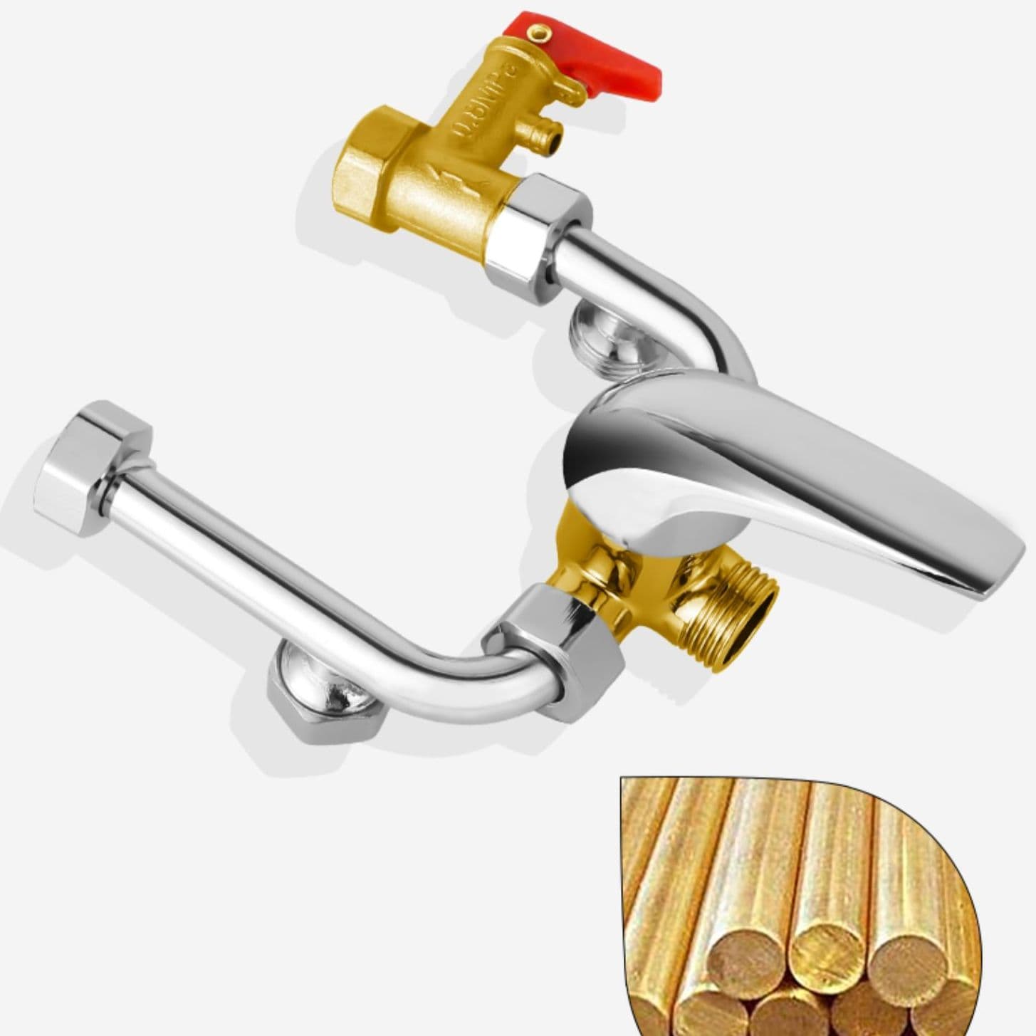 Electric Water Heater Mixing Valve, Surface-Mounted Shower Accessory, Universal U-Shaped Mixing Valve with Hot/Cold Switch