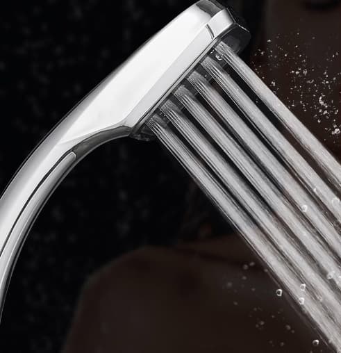 Universal shower hand spray with pressure boost, high flow, for home use
