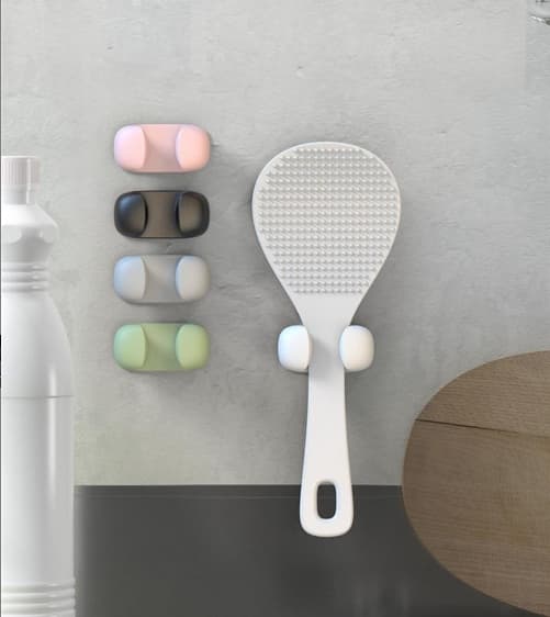Adhesive Rice Spoon Holder Wall Mounted, No-Trace, No-Drilling, for Rice Cooker Spatula