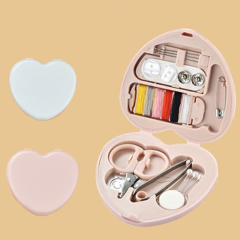 Portable travel sewing kit, compact sewing box for home and dorm, mini sewing tool set, simple style