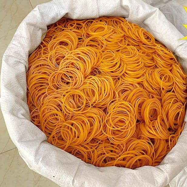 Yellow rubber bands wholesale, high elasticity, durable industrial rubber rings, vegetable ties