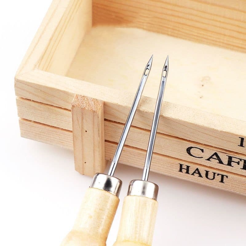 Shoe Repair Awl Set, Stainless Steel Pointed Hook Awls with Eye for Sewing Leather and Canvas
