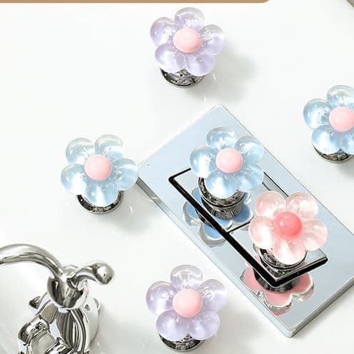Cute Flower Toilet Button for Manicure, Toilet Cistern Flush Switch, Universal Toilet Press Button with Lid