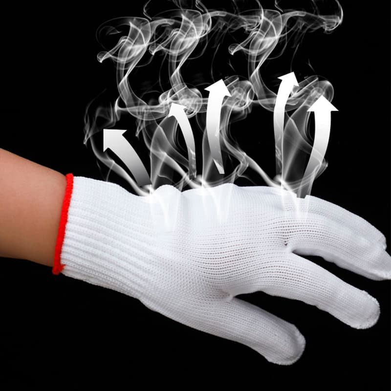 Anti-wear work gloves, durable nylon-cotton gloves with anti-slip grip, unisex, white, wholesale