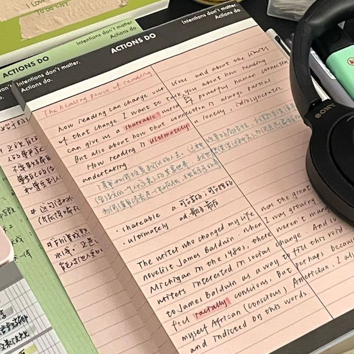 Colour-block ruled legal pad, thick paper for university students and postgrad exam prep