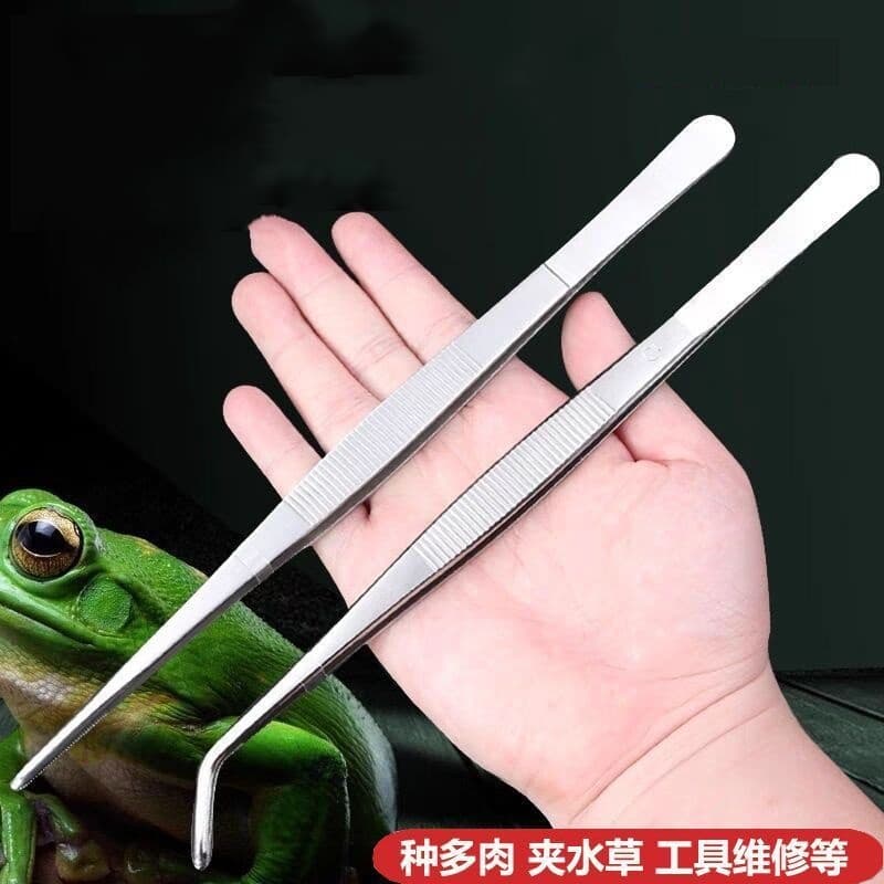 Stainless Steel Thickened Tweezers for Succulents, Fish Tanks, Aquatic Plants, Repairs, Multi-Purpose Round Tip