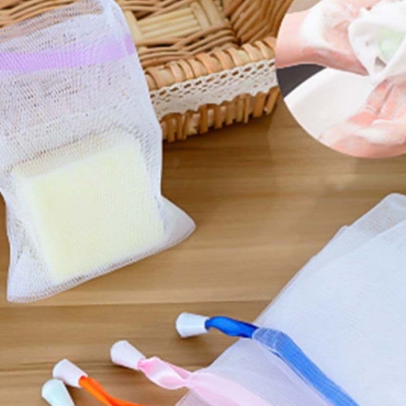 Soap Foaming Net - Colourful Hanging Double-Layer Soap Net Bag for Face Wash, Soap, and Foaming