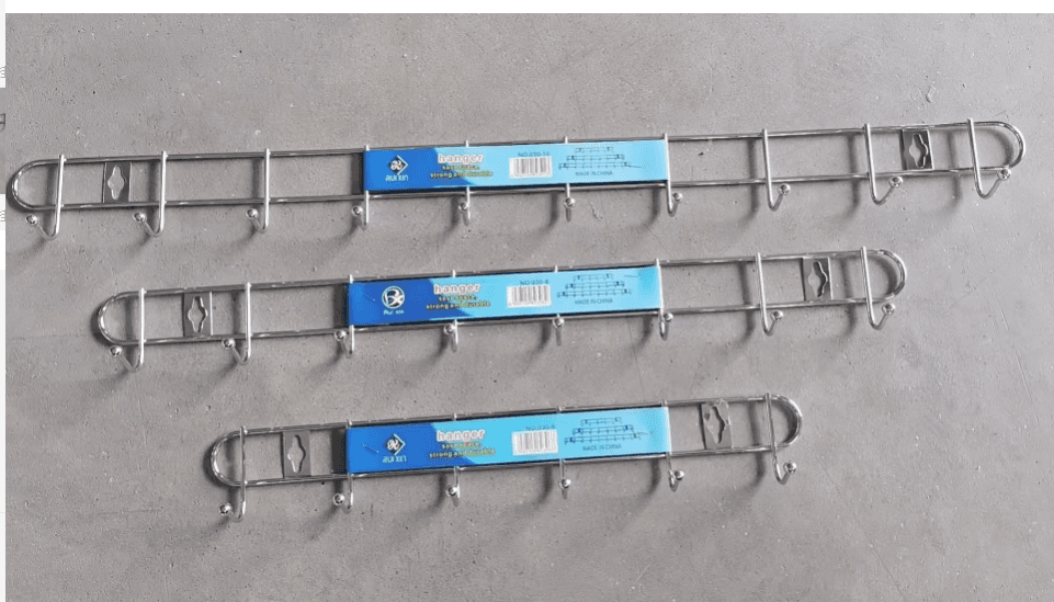 Metal Wall Hooks - Single Row, Fixed with Screws for Wall or Door